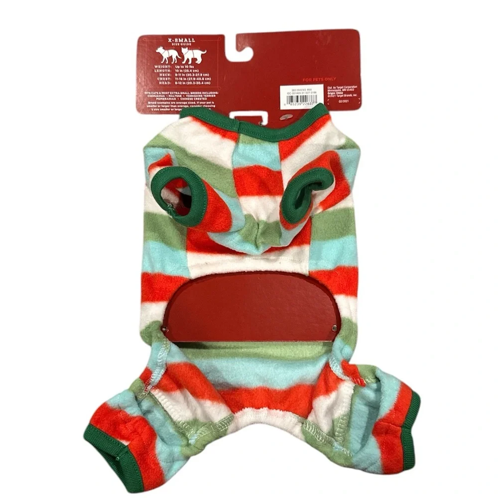 PET PAJAMAS FLEECE Wondershop Striped Dog Cat Pajama XS